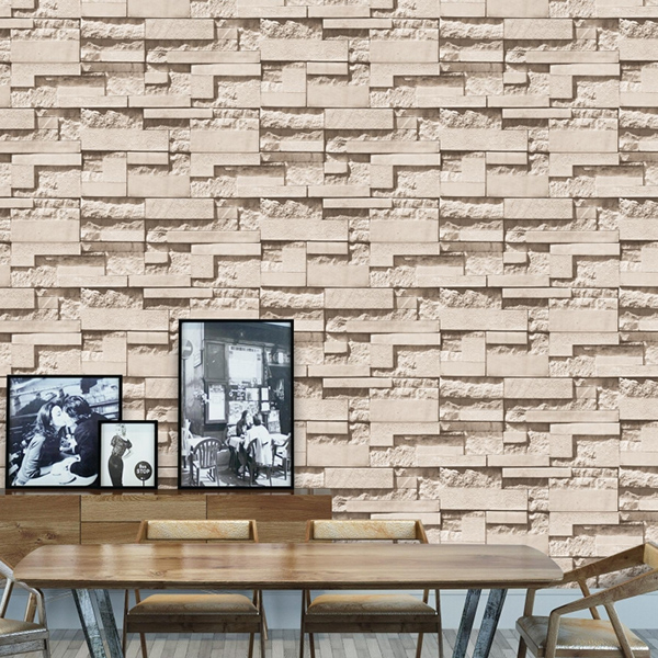 Retro 3D PVC Brick Wallpaper for Coffee Shop
