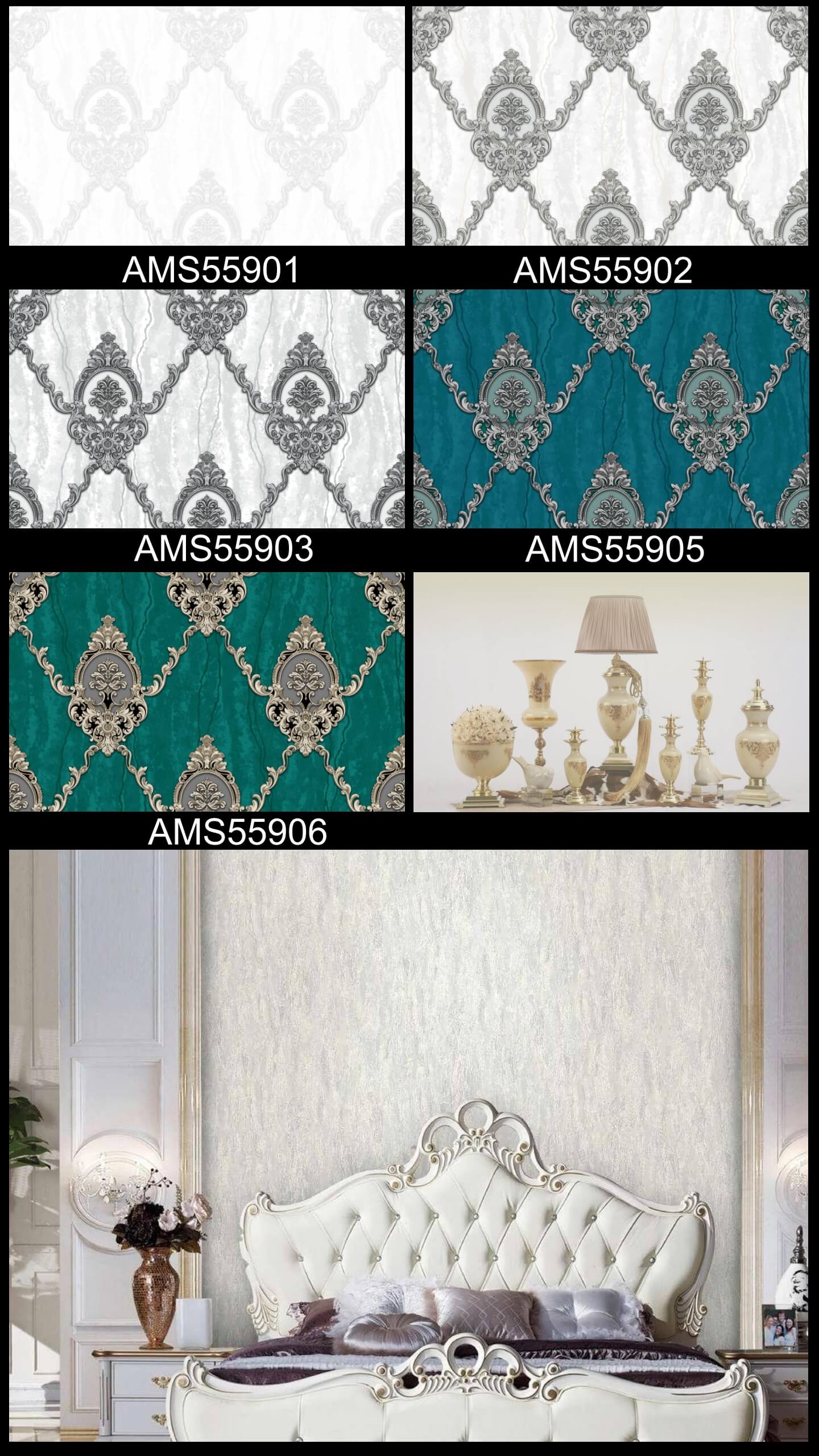 Trendy Damask Design PVC Wallpapers Cost-Effective, Suitable For All Kinds of Living Space, Wall decors, Premium PVC Wallpapers (5)
