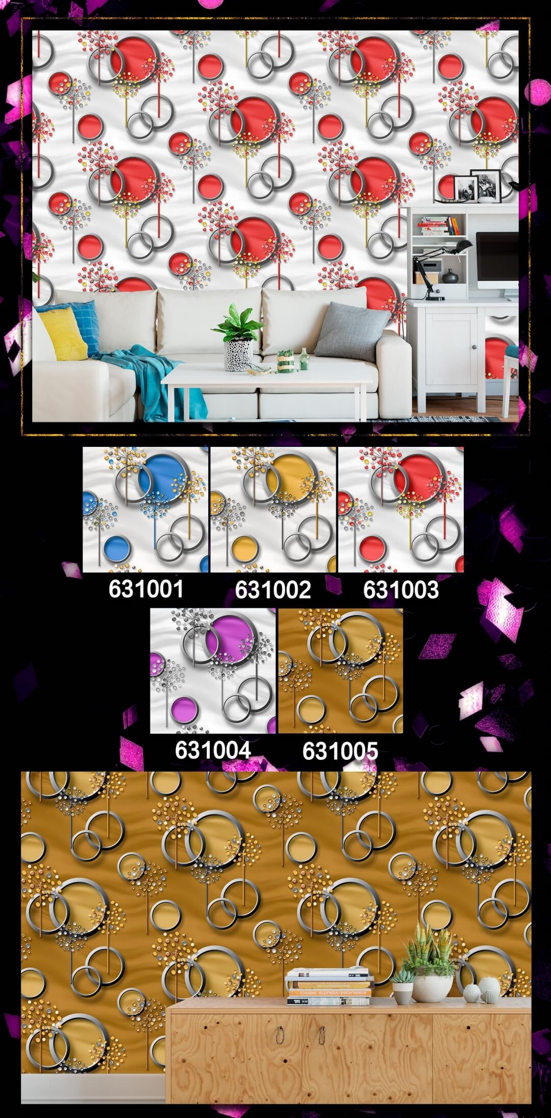 3D Modern Damask Wallpaper Gold Geometric Home Wallpaper For Room (9)