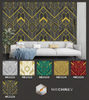 Removable Embossed Geometric PVC Gold Foil Wallpaper
