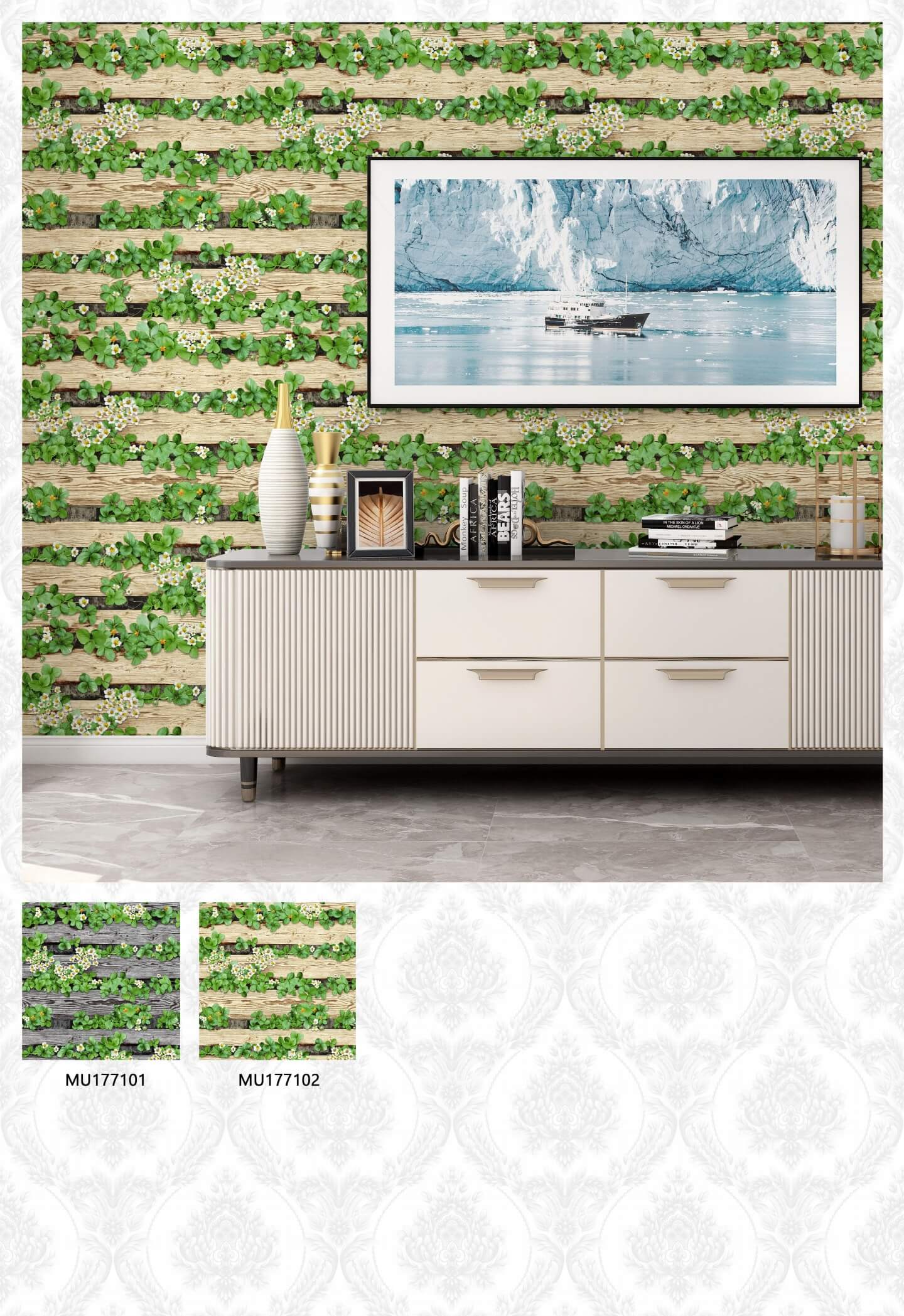Botanical Green Leaf Design Wallpaper, For Modern Bedroom Living Room Balcony PVC Hight Quality Wallpaper , Wall Interior Wallpapers (6)