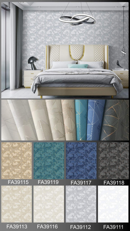 3D Retro Geometric Light Blue Wallpaper in Gold lines