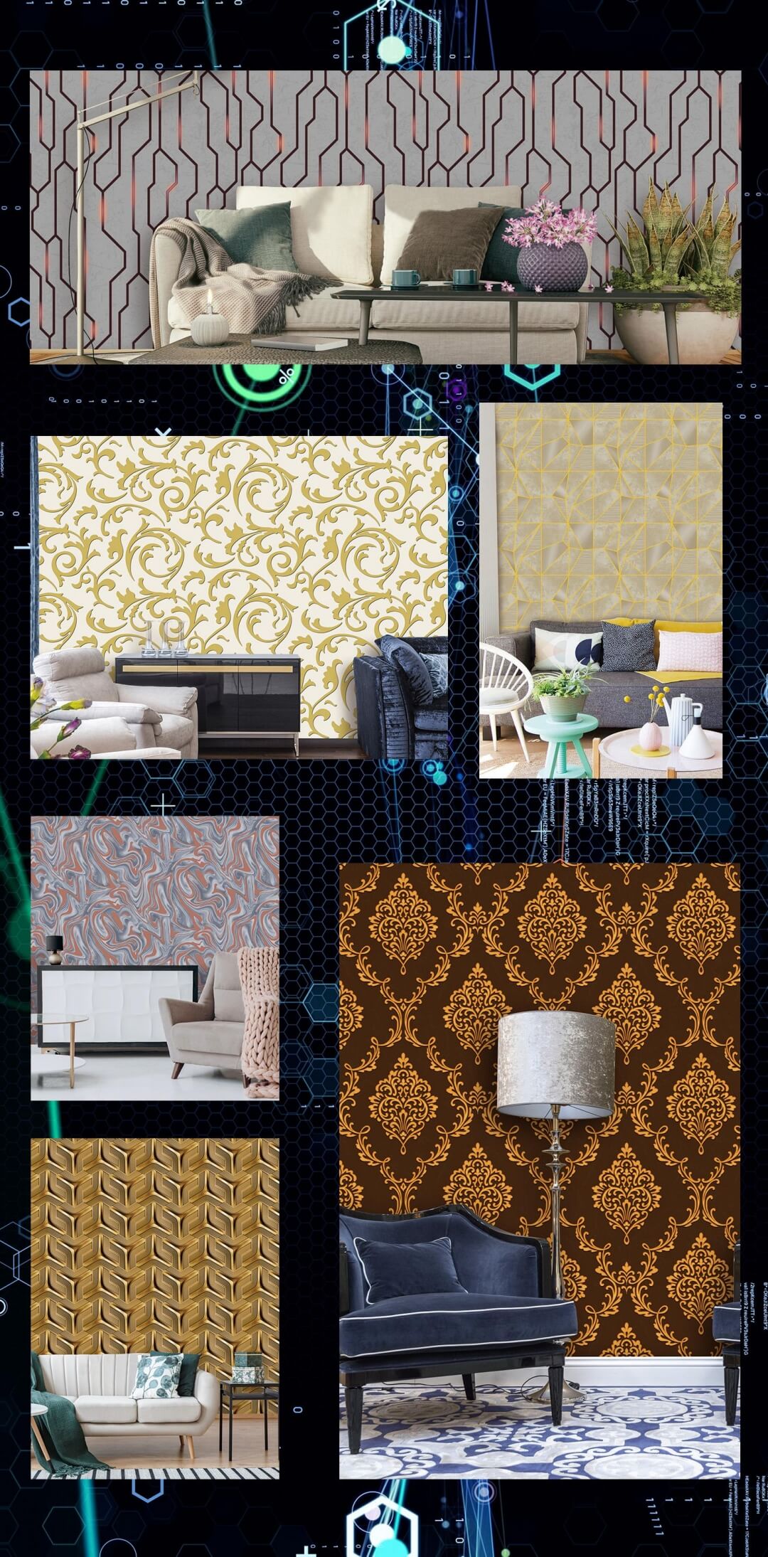Textured Metallic Wallpaper with Gold Lines (15)