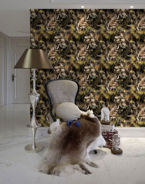 Green Leaf Design Wallpaper For Modern Bedroom 