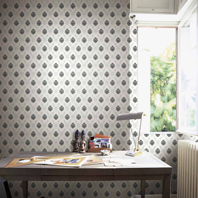 Black And White Vinyl PVC Wallpaper for Restaurant