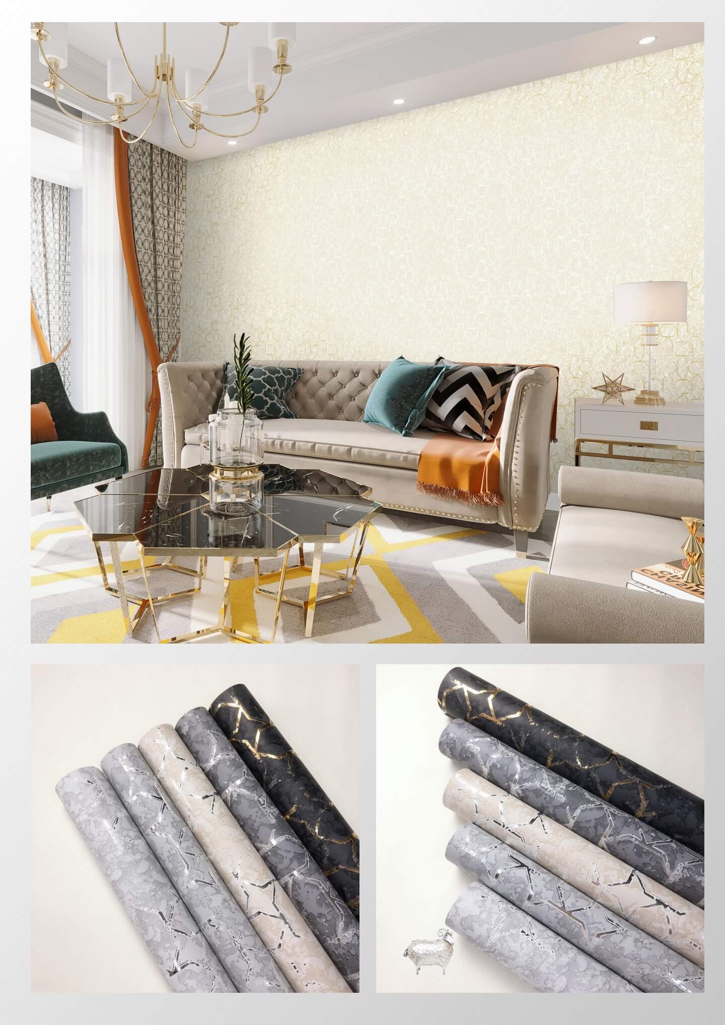 3D Metallic Wallpaper Wallcoverings For Home Hotel Wall Decoration (12)