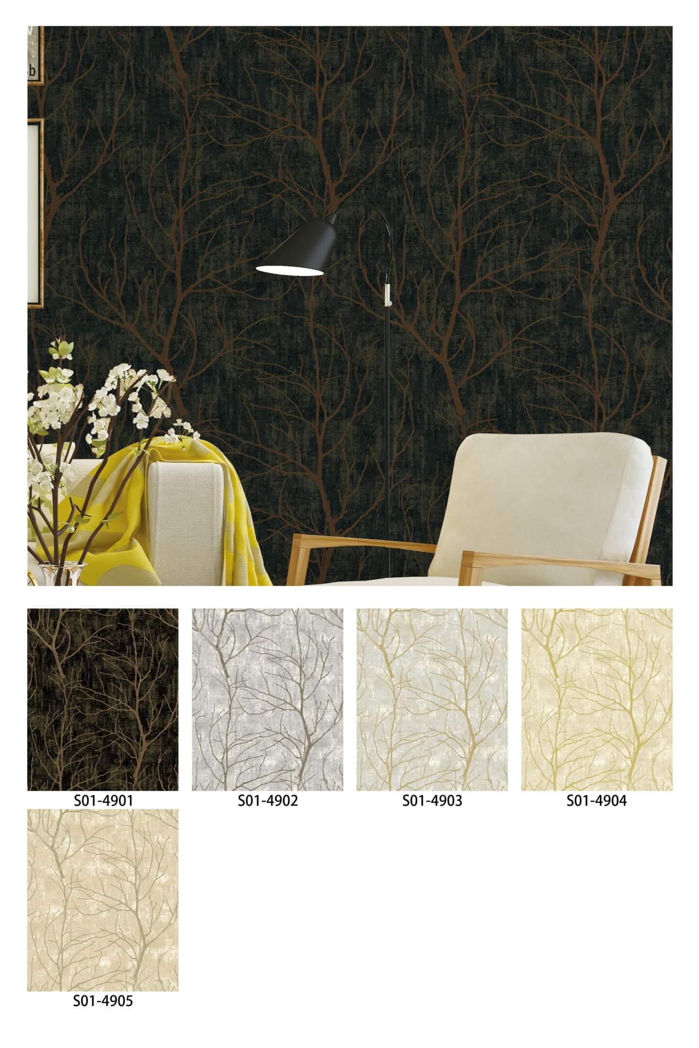 Patina Concrete Effect wallpaper in teal & ochre (9)