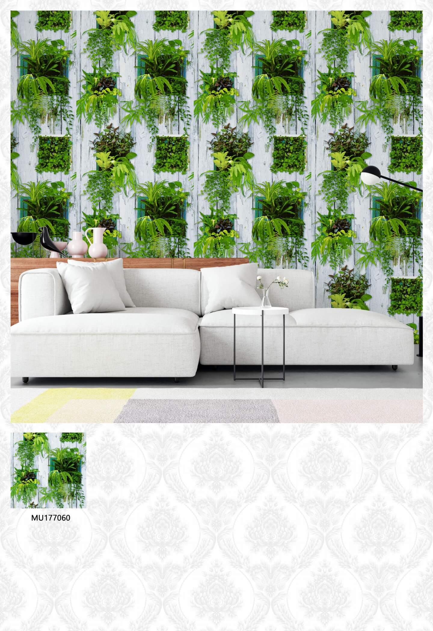 Botanical Green Leaf Design Wallpaper, For Modern Bedroom Living Room Balcony PVC Hight Quality Wallpaper , Wall Interior Wallpapers (10)