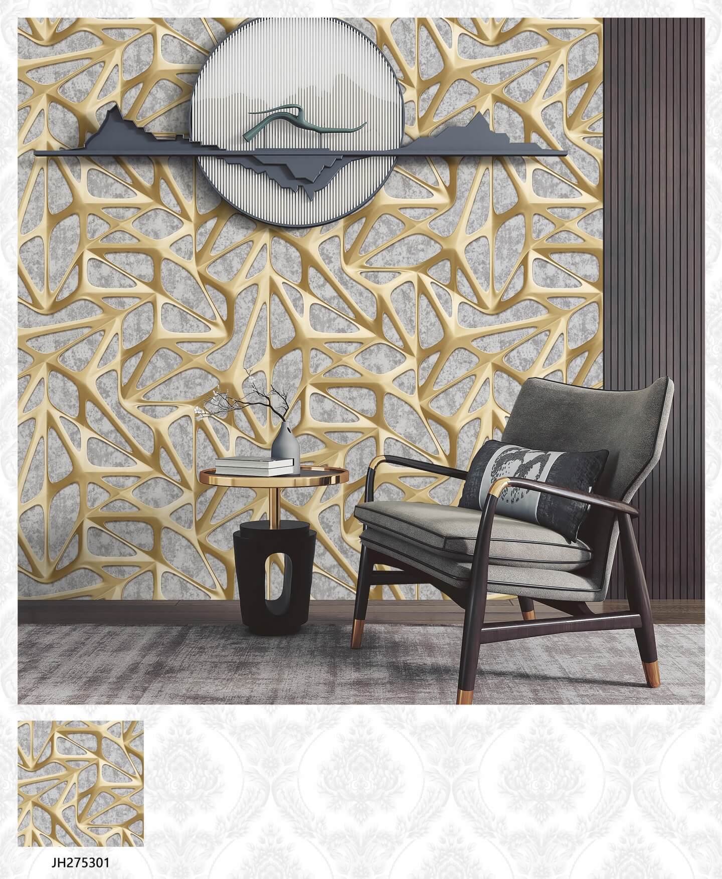 3D Design, Modern Room D&eacute;cor Wallpaper PVC Wallpapers for Living Areas, Wooden Brown Wall Interior Wallpapers (3)
