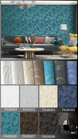 3D Retro Geometric Light Blue Wallpaper in Gold lines