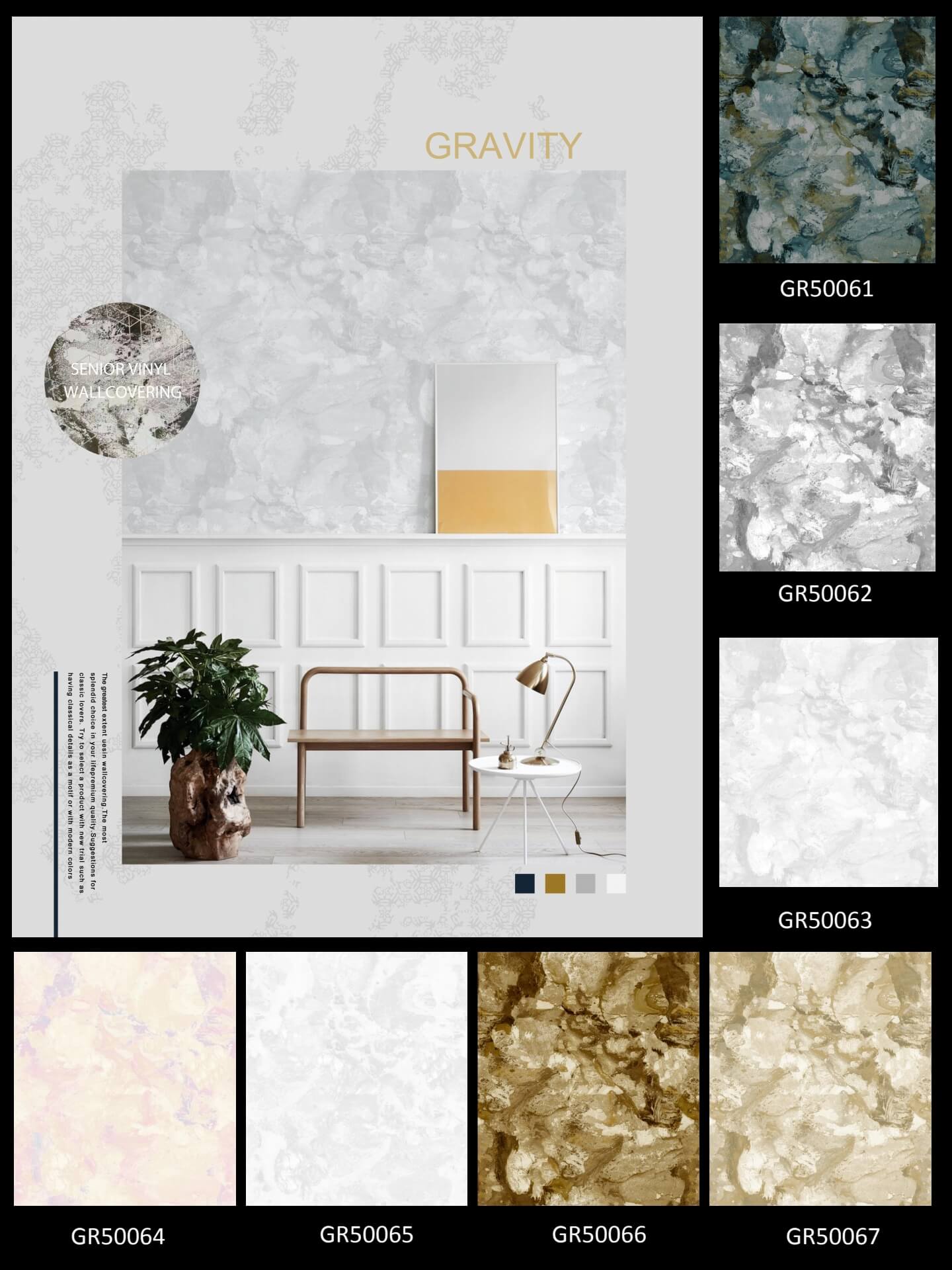 Liquid Marble Geometric wallpaper in charcoal & gold (6)