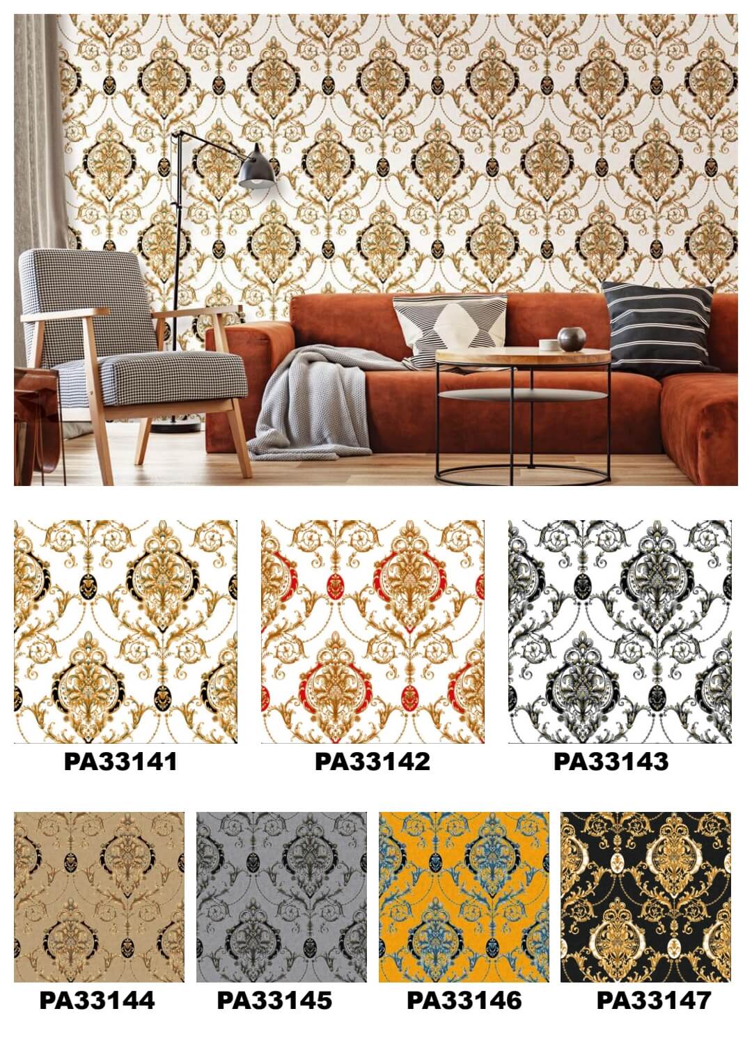 3d Gold Leaf Wallpaper for Hotel (33)