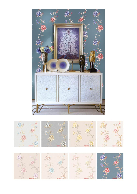 Korean Flower Vinyl Wallpaper for Home And Hotel
