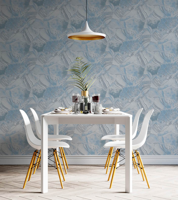 3D Design Leaves PVC Wallpaper, PVC Non- Sticky Wallpaper For Living Room, Home, Balcony Decoration